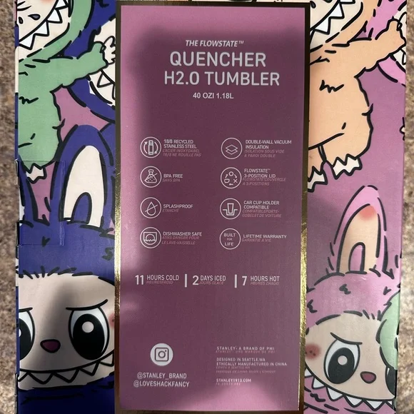 Stanley Quencher H2.0 Tumbler  Labubu with Pink and Cream Design - Picture 10 of 11